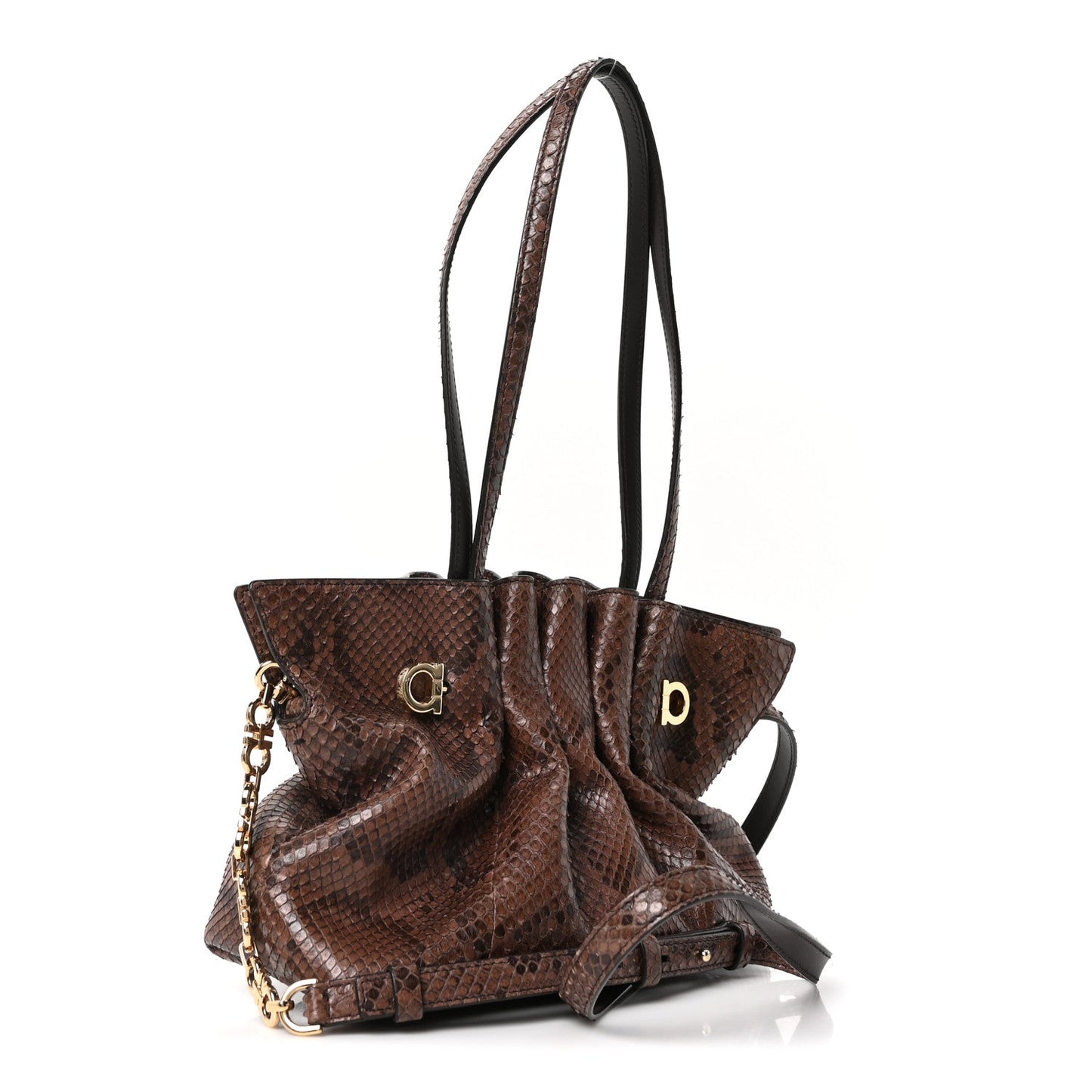Snakeskin Small Dumpling Soft Bag Testa di Moro