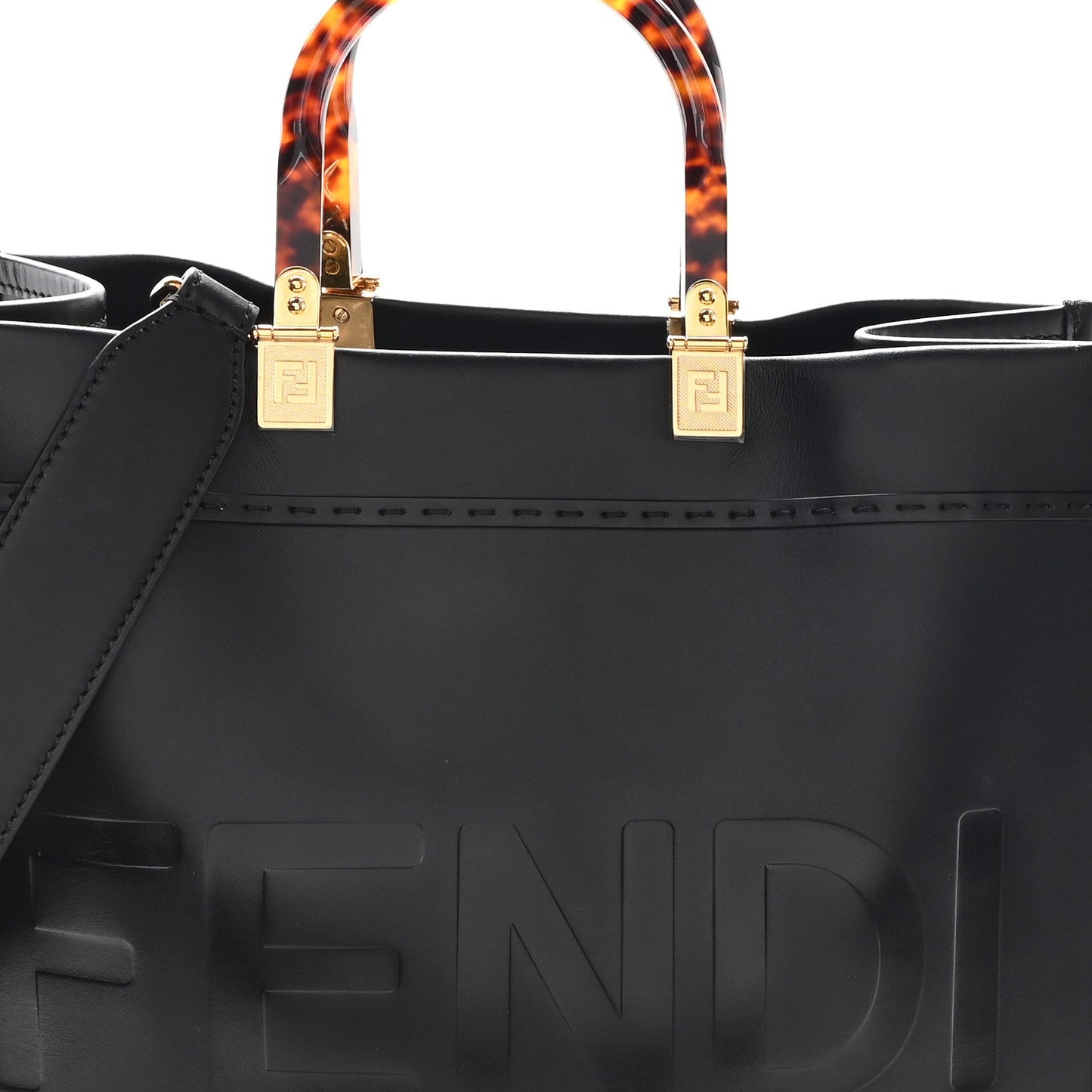 Vitello King Plexiglass Medium Fendi Sunshine Shopper Tote Black