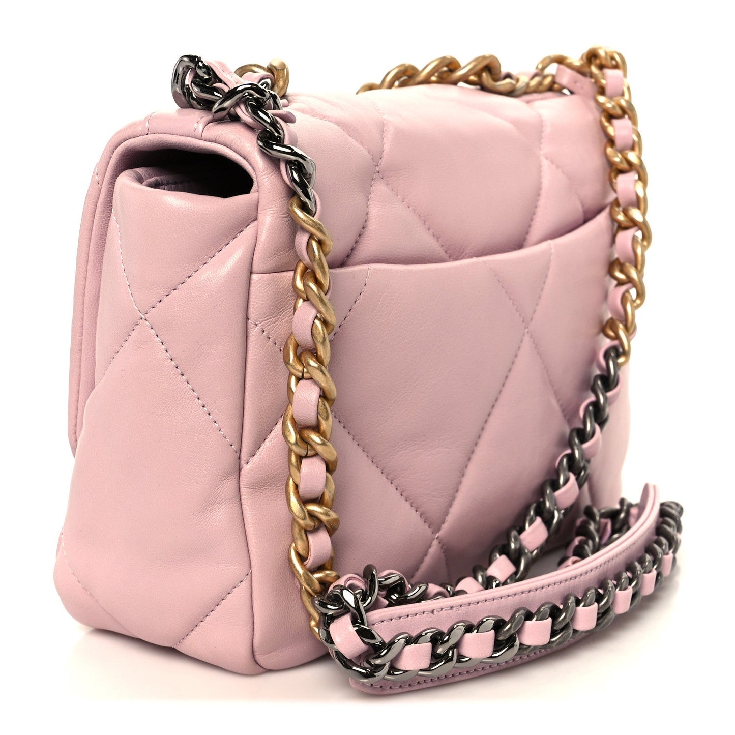 Lambskin Quilted Medium Chanel 19 Flap Light Pink