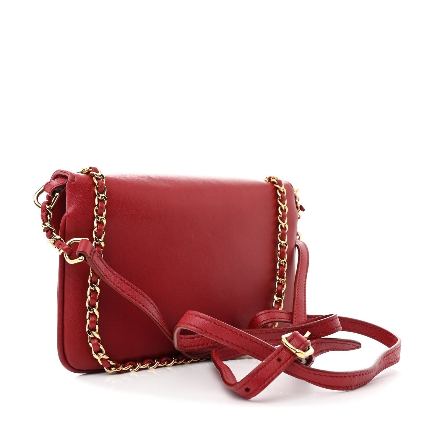 Lambskin Quilted CC Unchained Crossbody Red