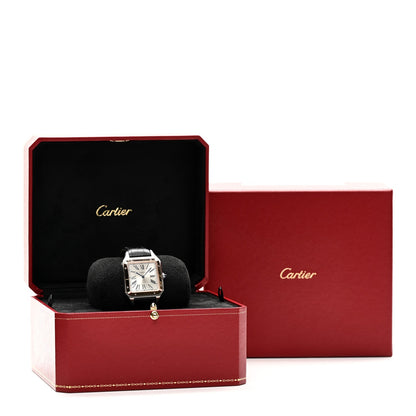Stainless Steel 18K Pink Gold Alligator 31.4mm Santos Dumont Quartz Watch