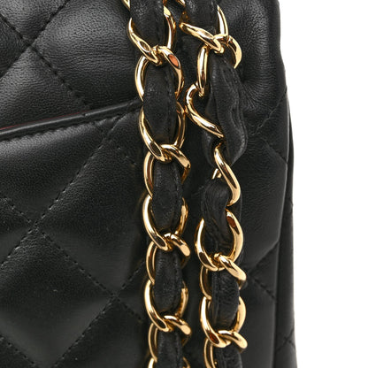 Lambskin Quilted Jumbo Double Flap Black
