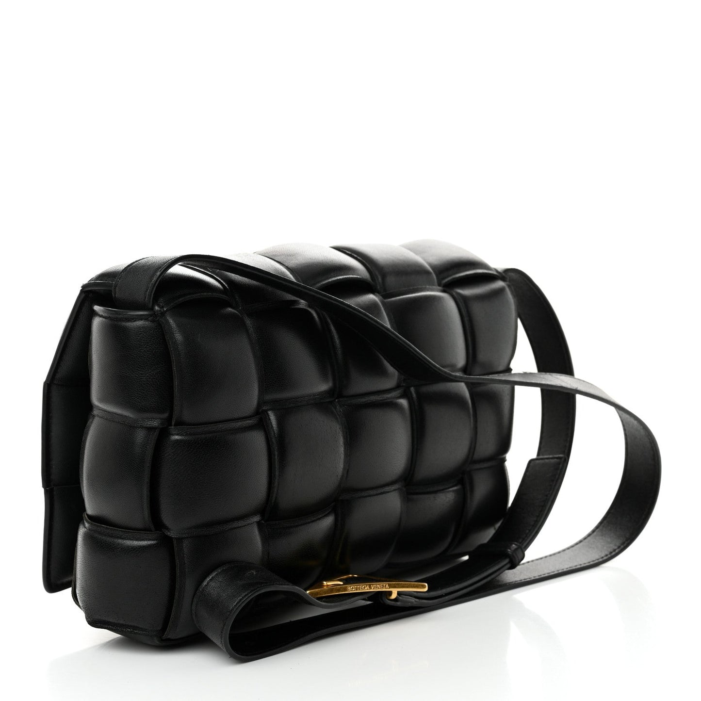 Nappa Maxi Intreccio Padded Cassette Crossbody Bag Black