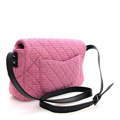 Easy Tweed Jumbo Reissue Messenger Flap Pink Black