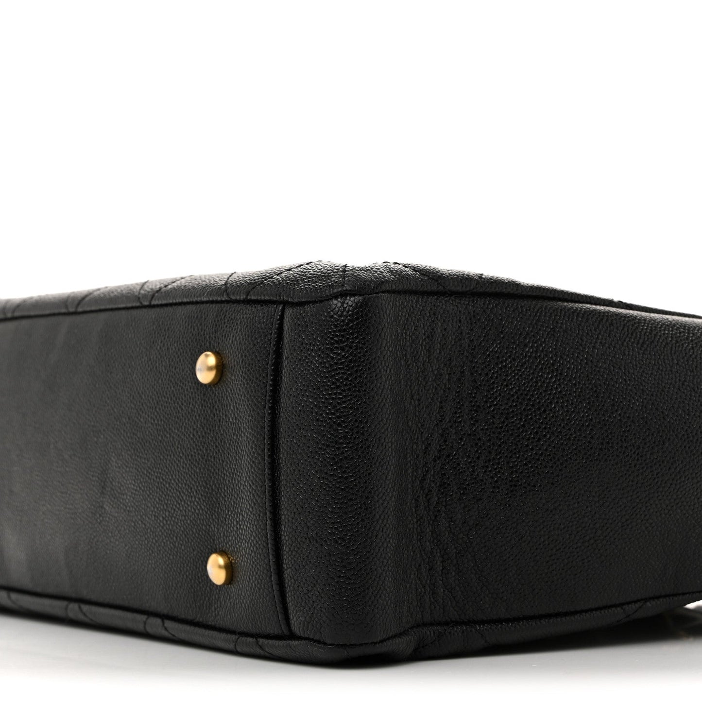 Caviar Quilted Small Trapezoid Chain Shopping Tote Black