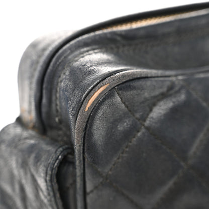 Lambskin Quilted CC Tassel Camera Case Black