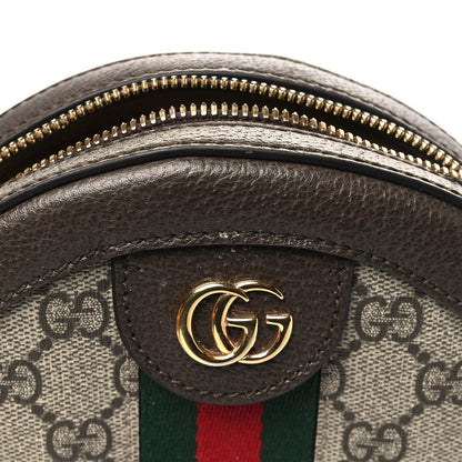 GG Supreme Monogram Web Mini Ophidia Round Shoulder Bag Brown