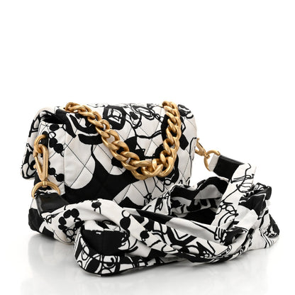 Canvas Printed Deer Coco Mini Single Flap White Black