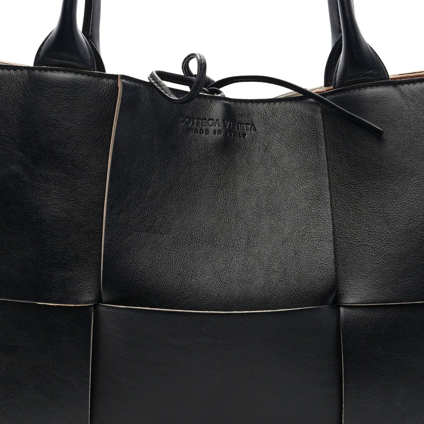 Nappa Maxi Intrecciato Medium Arco Tote Black Tan