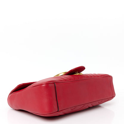 Calfskin Matelasse Medium GG Marmont Shoulder Bag Hibiscus Red
