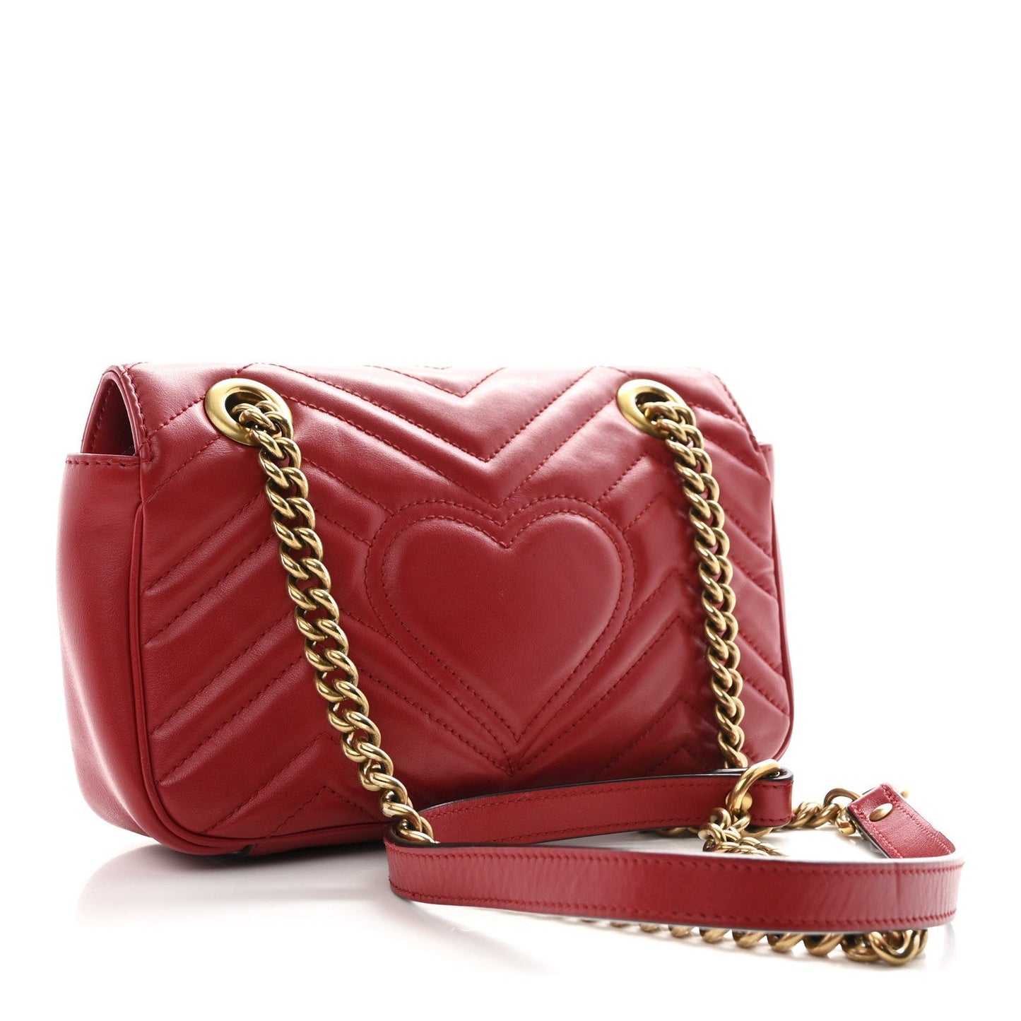 Calfskin Matelasse Mini GG Marmont Shoulder Bag Hibiscus Red
