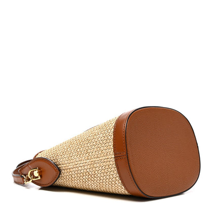 Kitted Raffia Petit Bucket Caramel