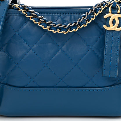 Aged Calfskin Quilted Small Gabrielle Hobo Blue