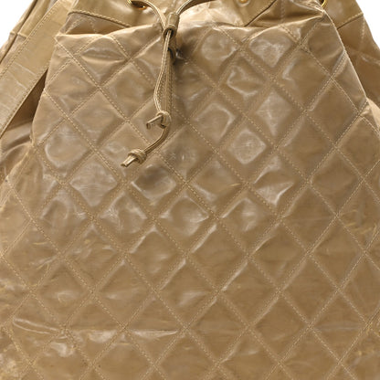 Vinyl Stitched XL Bucket Bag Beige