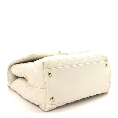 Caviar Quilted Small Coco Handle Flap White