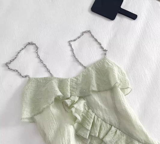 2025 new irregular camisole summer design sleeveless waist outerwear top for women R0301