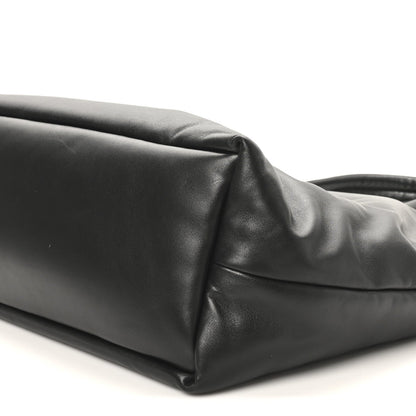 Lambskin Wide Puffer Tote Black