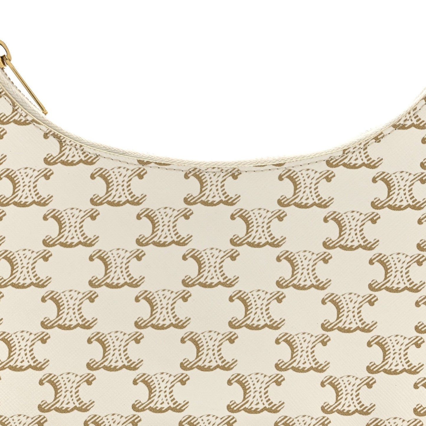 Canvas Calfskin Ava Triomphe Shoulder Bag White