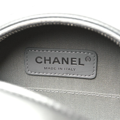 Metallic Glazed Calfskin Round As Earth Evening Bag Silver