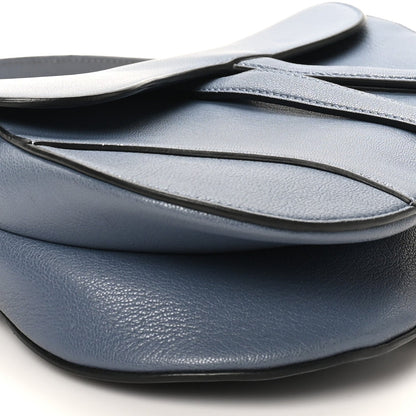 Shiny Goatskin Saddle Bag Cloud Blue