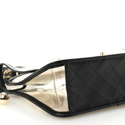 Lambskin PVC Sand By The Sea Flap With Pearl Strap Black