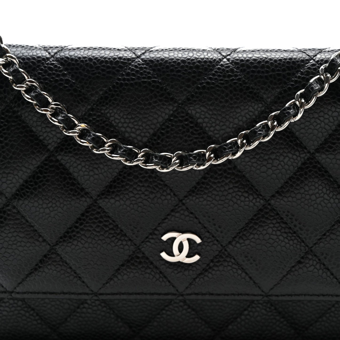 Caviar Quilted Wallet On Chain WOC Black