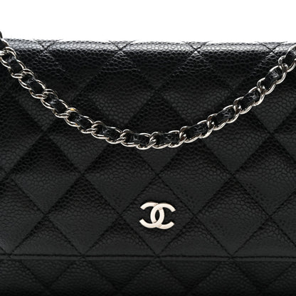 Caviar Quilted Wallet On Chain WOC Black