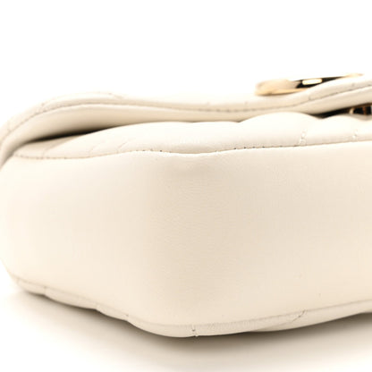 Lambskin Matelasse Mini GG Marmont Shoulder Bag White