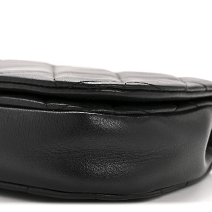 Calfskin Quilted Coco Mail Clutch With Chain Black