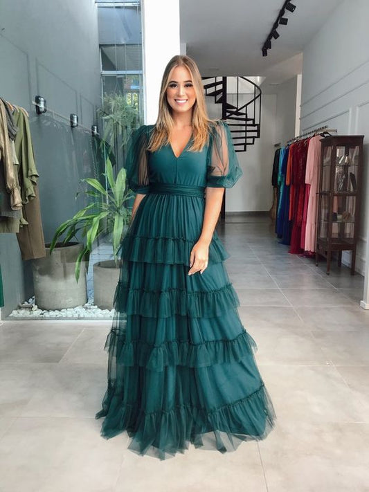 Green Long Party Gown Prom Dress