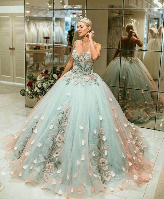 A Line Ball Gown Prom Dress Long Tulle Prom Dress