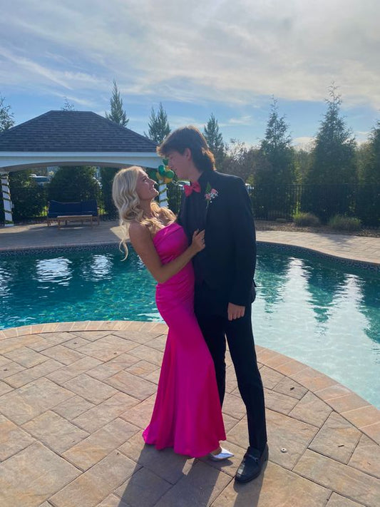 Hot Pink Long Prom Gown Sexy Evening Gown Formal Dresses