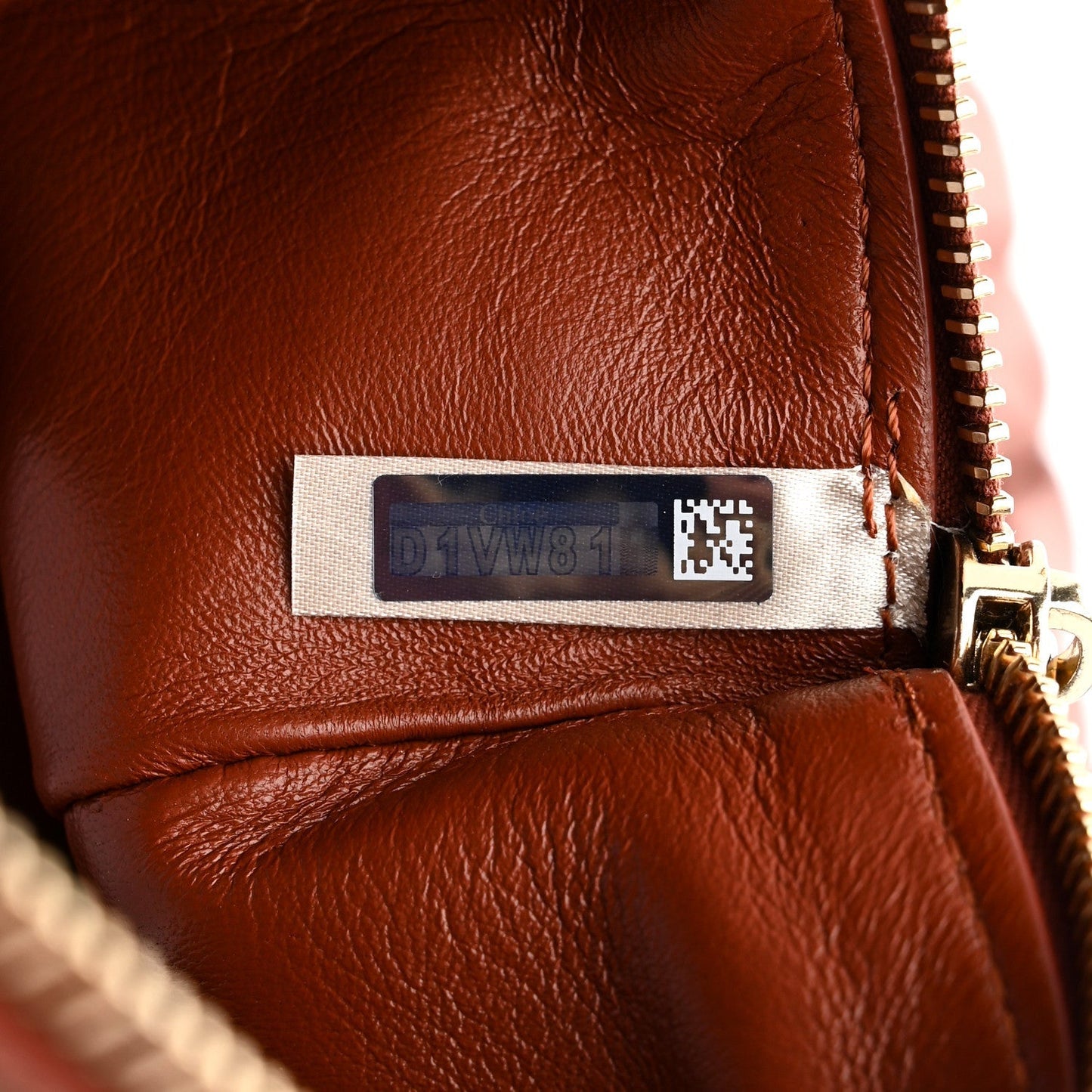 Lambskin Woven Wooden C Shoulder Bag Sepia Brown