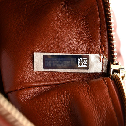 Lambskin Woven Wooden C Shoulder Bag Sepia Brown