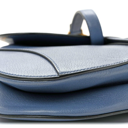 Shiny Goatskin Saddle Bag Cloud Blue