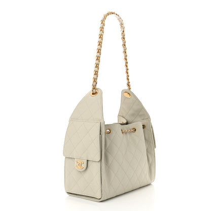 Caviar Quilted Small Chanel 25 Handbag Light Grey
