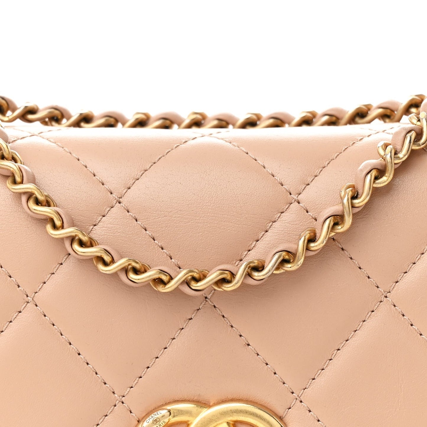 Calfskin Quilted Mini Perfect Fit Flap Beige