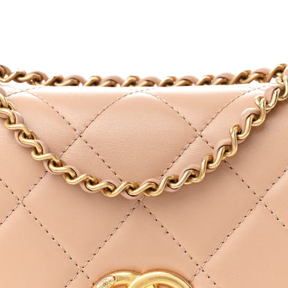 Calfskin Quilted Mini Perfect Fit Flap Beige