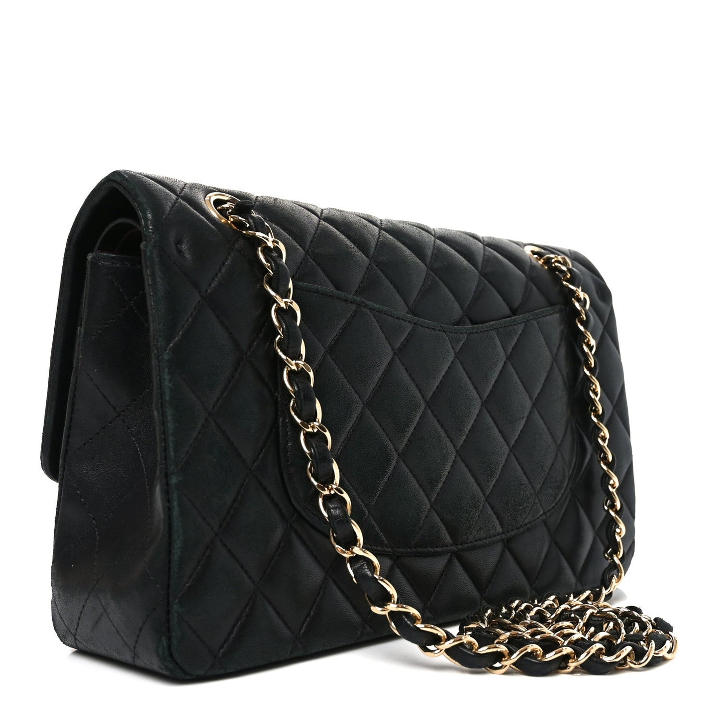 Lambskin Quilted Medium Double Flap Black
