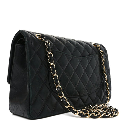 Lambskin Quilted Medium Double Flap Black