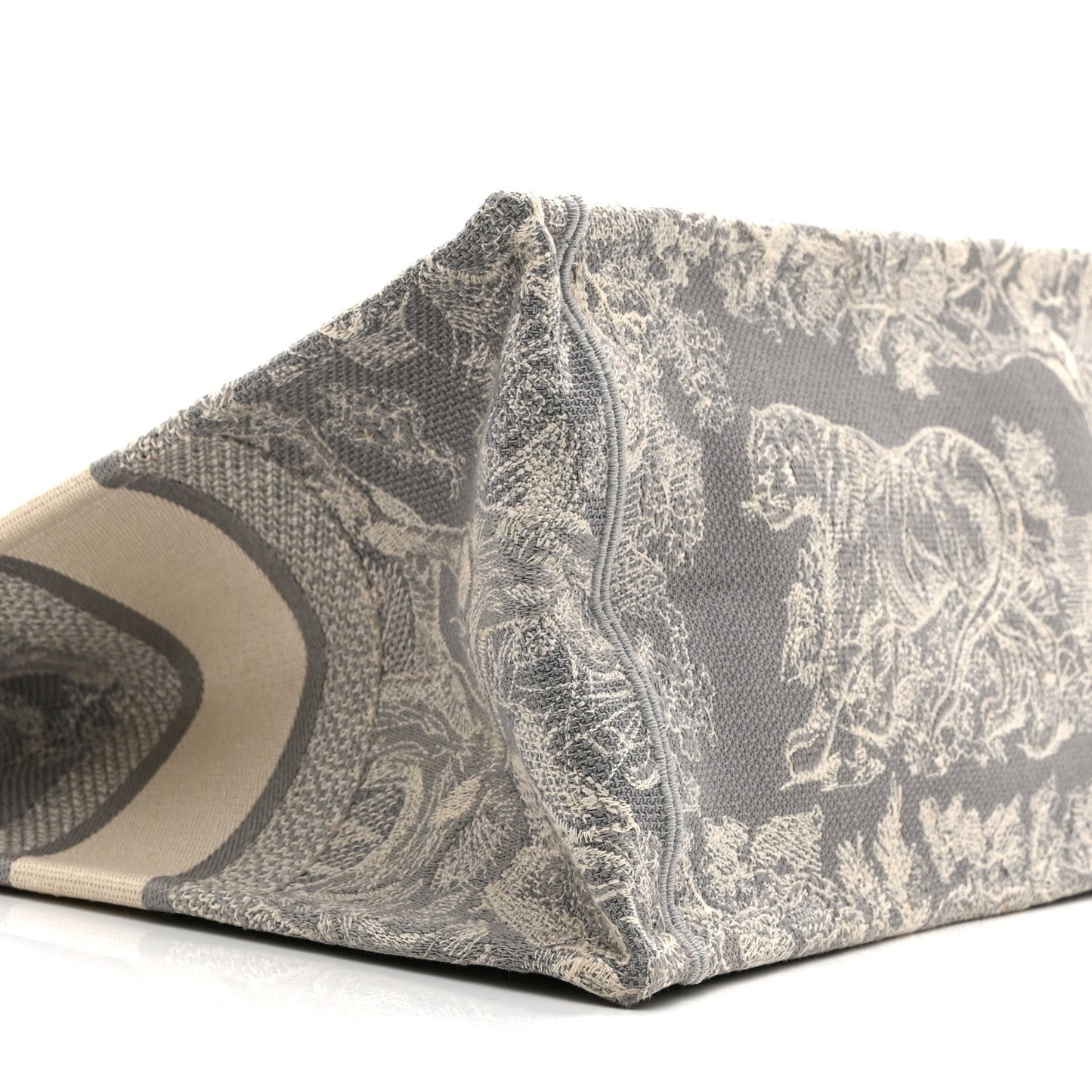 Canvas Embroidered Medium Dioriviera Toile De Jouy Reverse Book Tote Gray