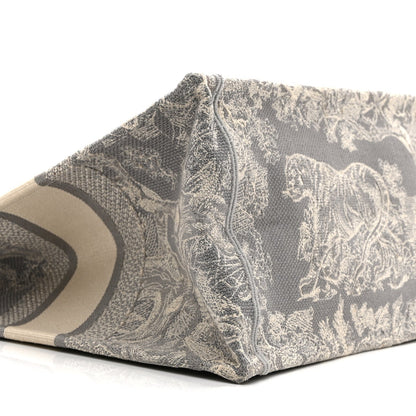 Canvas Embroidered Medium Dioriviera Toile De Jouy Reverse Book Tote Gray