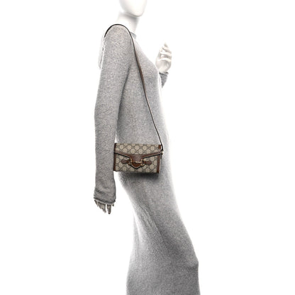 GG Supreme Monogram Mini Horsebit 1955 Shoulder Bag Beige Brown Sugar
