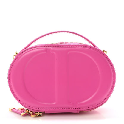 Calfskin CD Signature Oval Crossbody Camera Bag Rani Pink