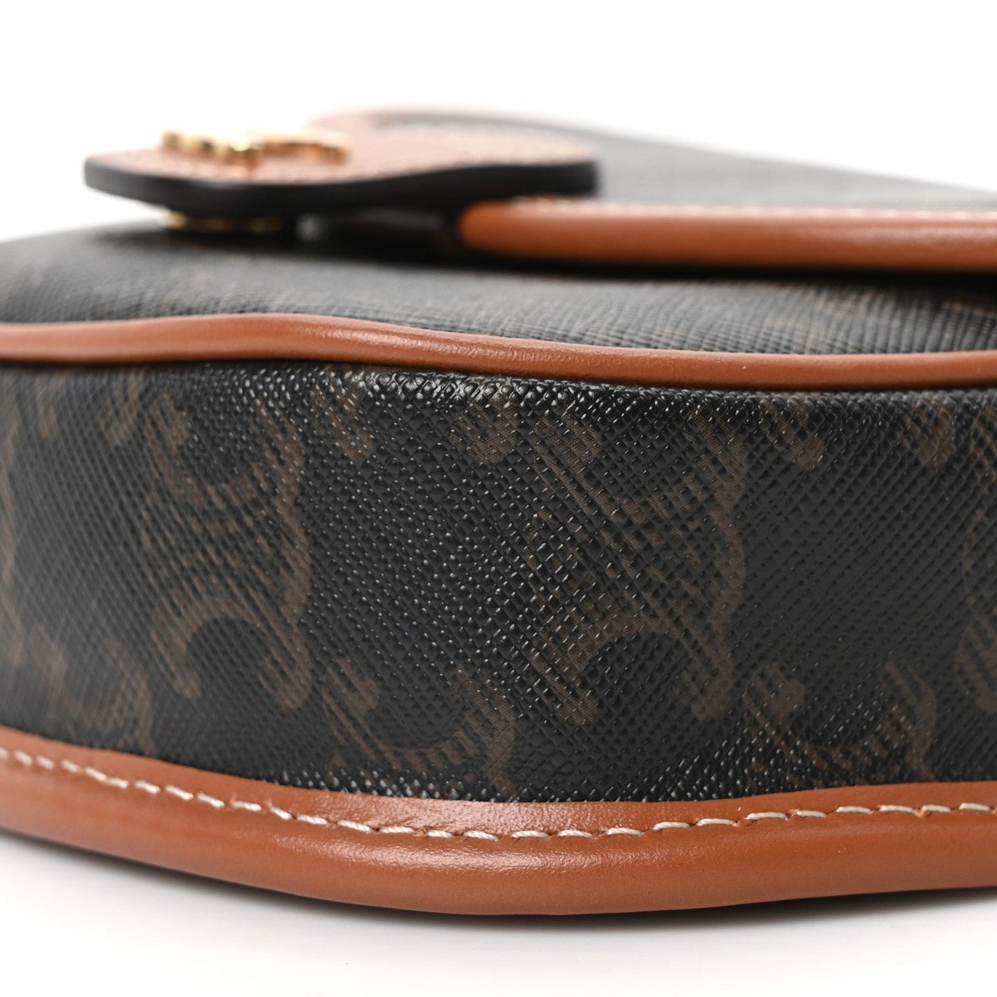 Canvas Calfskin Triomphe Mini Besace Tan