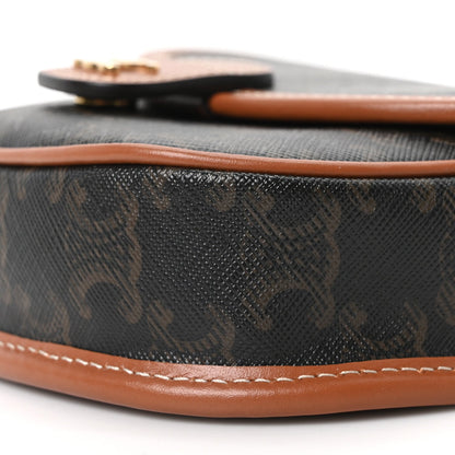Canvas Calfskin Triomphe Mini Besace Tan