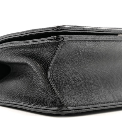Grained Calfskin Small Diorama Flap Bag Black