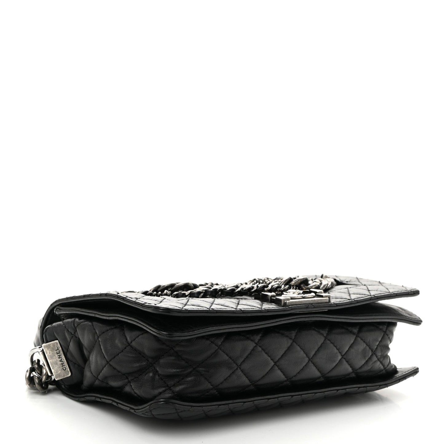 Calfskin Enchained New Medium Boy Flap Black
