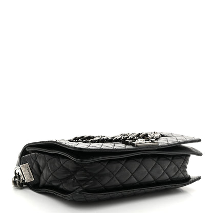 Calfskin Enchained New Medium Boy Flap Black