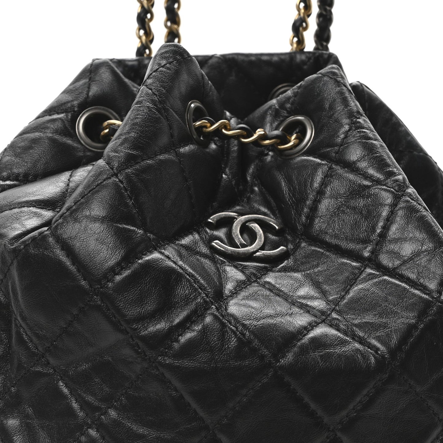 Aged Calfskin Quilted Small Gabrielle Backpack Black